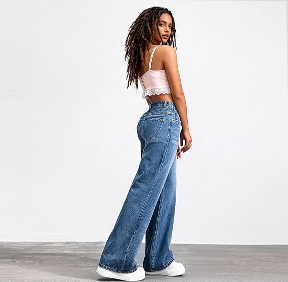 Baggy Jeans for Women Wide Leg Trendy Loose Cropped Denim Pants Y2K Boyfriend Jeans