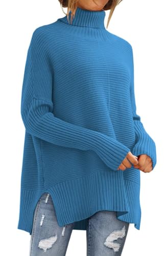 LILLUSORY Women Oversized Turtleneck Sweaters Fall Cozy Long Pullover Tunic