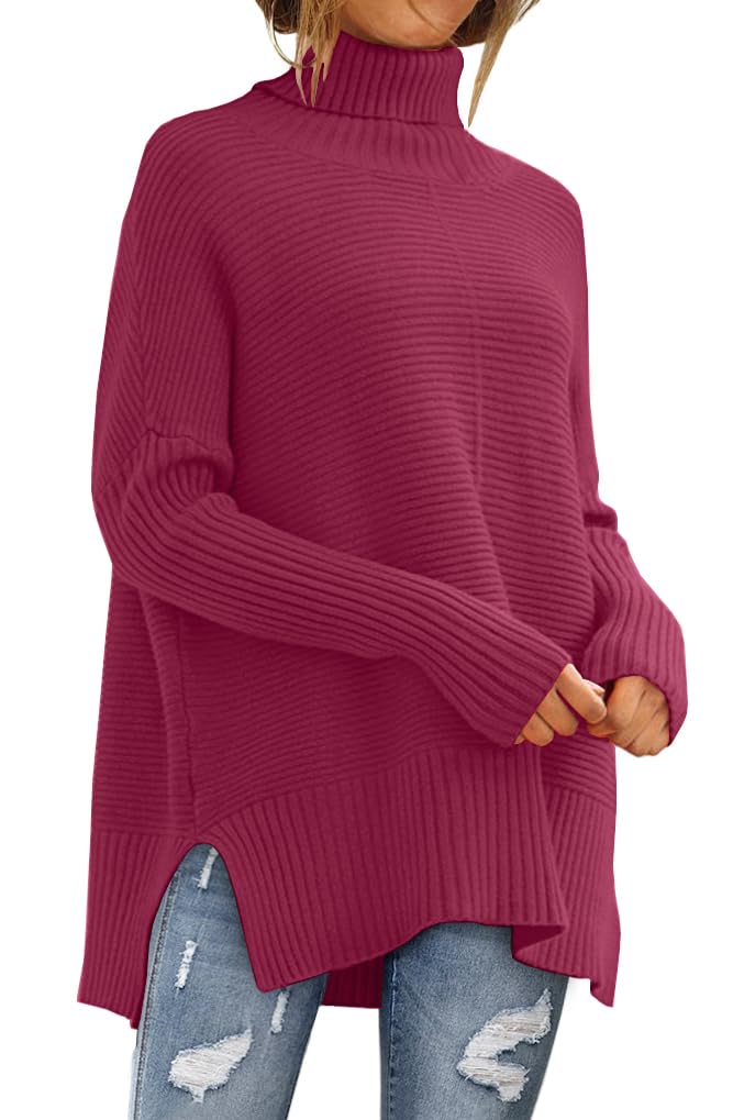 LILLUSORY Women Oversized Turtleneck Sweaters Fall Cozy Long Pullover Tunic