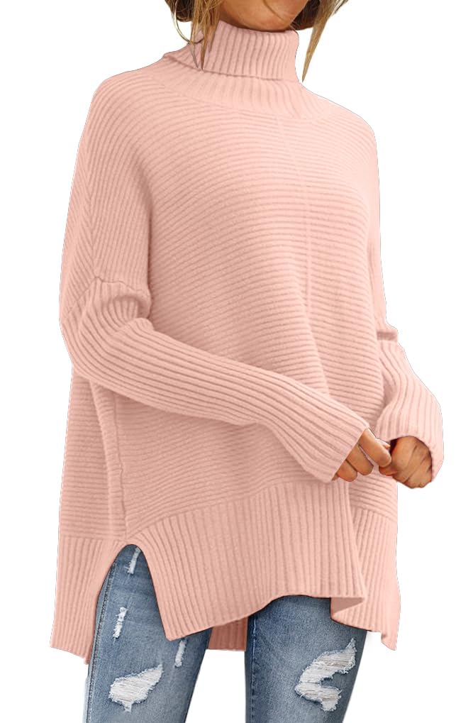 LILLUSORY Women Oversized Turtleneck Sweaters Fall Cozy Long Pullover Tunic