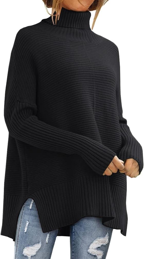 LILLUSORY Women Oversized Turtleneck Sweaters Fall Cozy Long Pullover Tunic