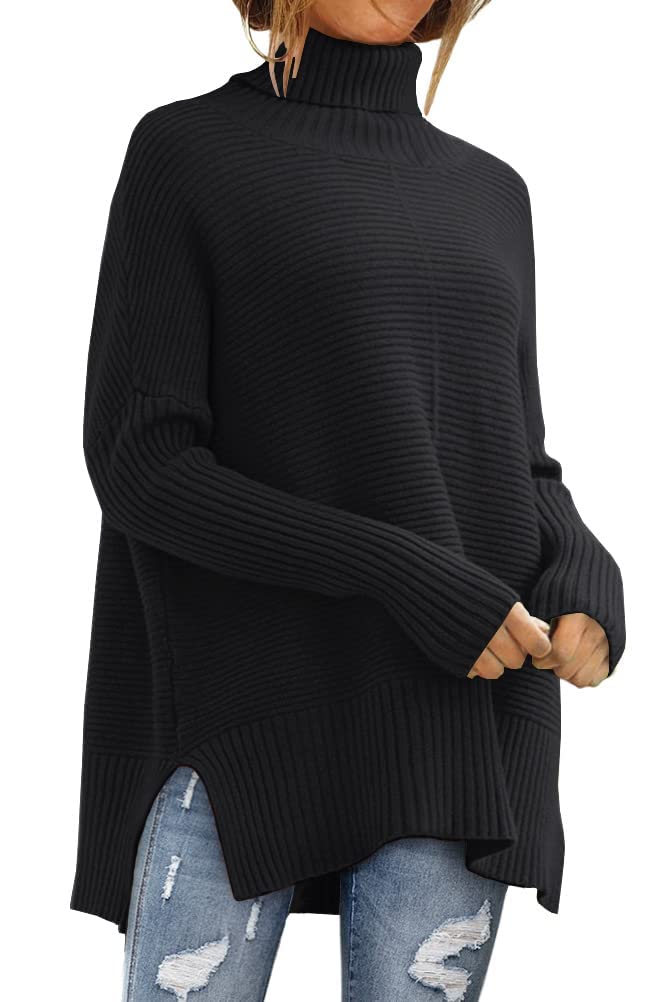 LILLUSORY Women Oversized Turtleneck Sweaters Fall Cozy Long Pullover Tunic