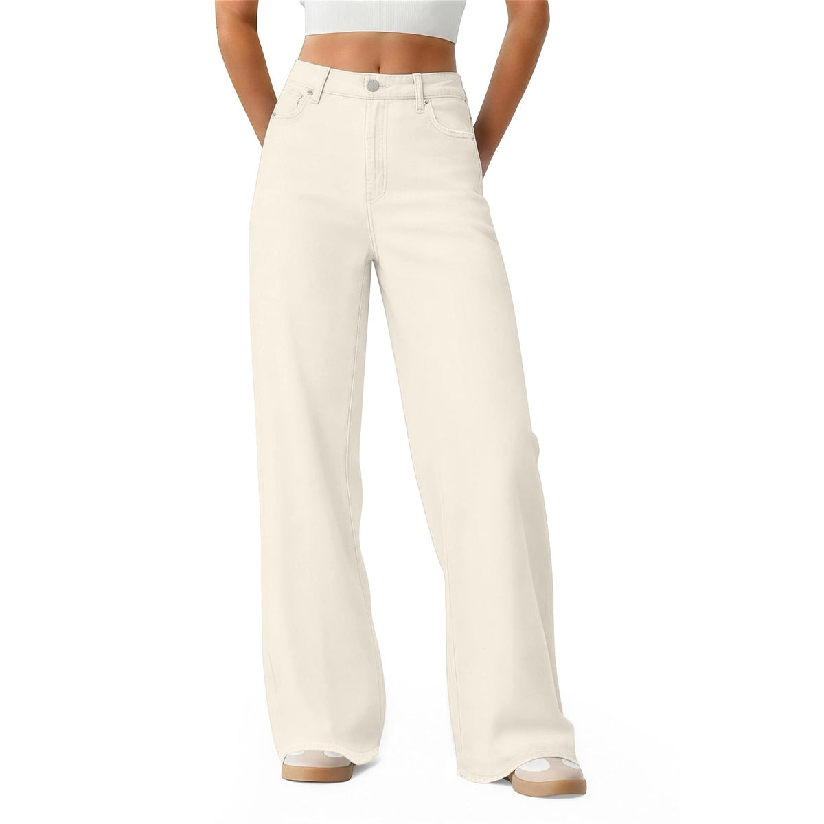 Women's Wide Leg Jeans High Waisted Baggy Straight Denim Pants