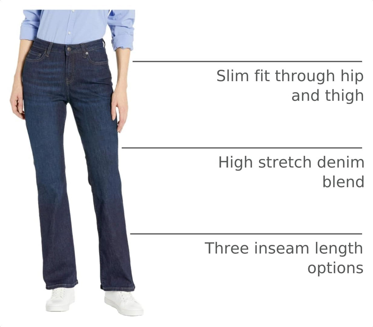 Amazon Essentials Women's Mid-Rise Stretchy Slim Bootcut Jeans for Ladies, Flared Leg Pants - Discontinued Colors