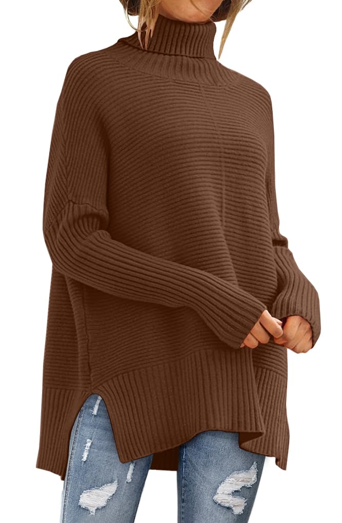 LILLUSORY Women Oversized Turtleneck Sweaters Fall Cozy Long Pullover Tunic