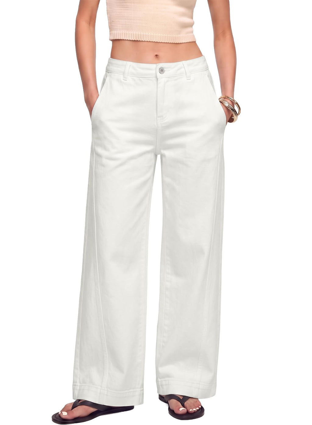 Sidefeel Women's Wide Leg Jeans High Waisted Stretchy Loose Denim Pants