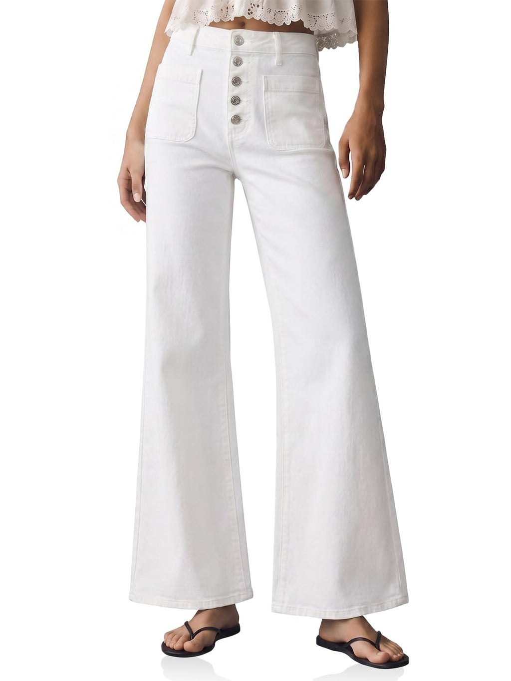 Cicy Bell Womens Wide Leg High Waisted Jeans Vintage Baggy Flare Denim Pant