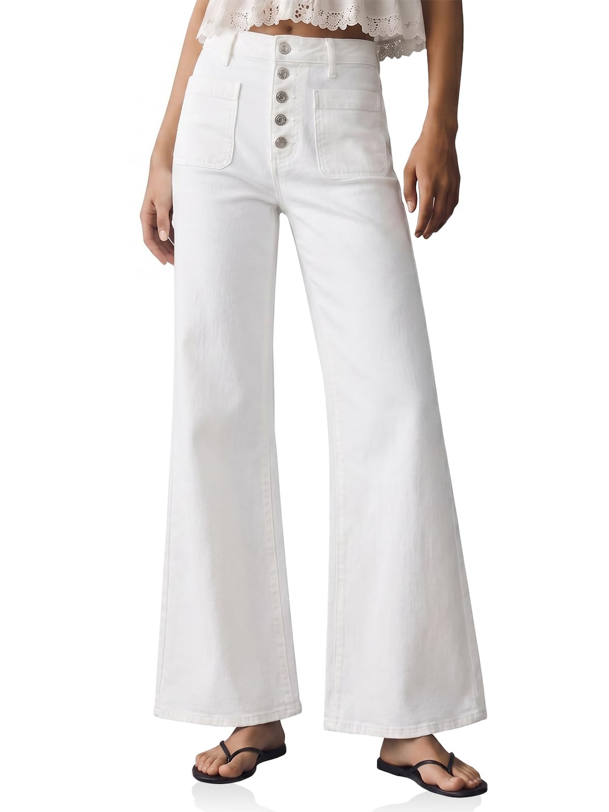 Cicy Bell Womens Wide Leg High Waisted Jeans Vintage Baggy Flare Denim Pant