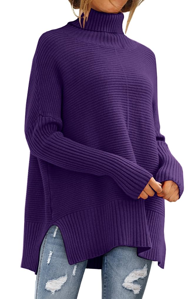 LILLUSORY Women Oversized Turtleneck Sweaters Fall Cozy Long Pullover Tunic