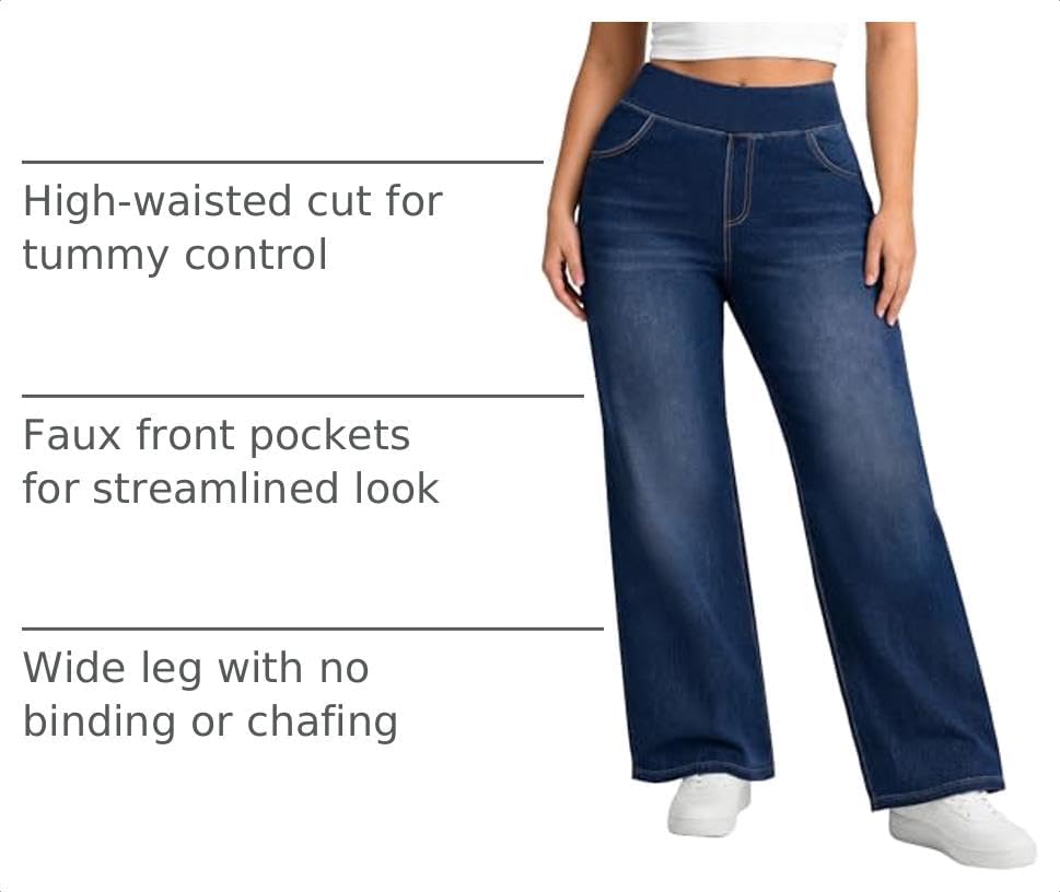 Plus Size Jeans for Women Stretchy Wide Leg Sweatpant Jeans for Curvy Women