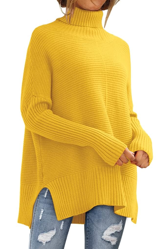 LILLUSORY Women Oversized Turtleneck Sweaters Fall Cozy Long Pullover Tunic