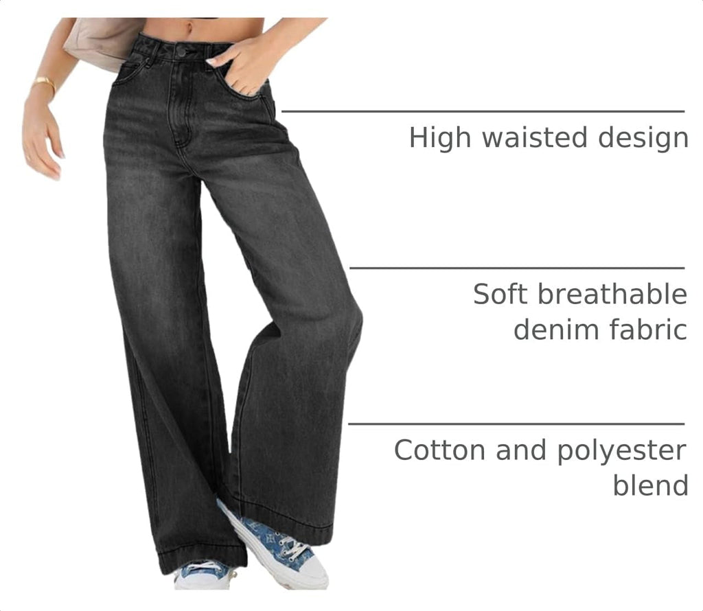 EMMIOL Women 2026 Wide Leg Jeans High Waist Stretchy Baggy Denim Pants