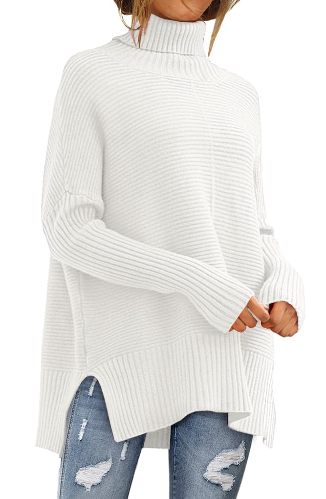 LILLUSORY Women Oversized Turtleneck Sweaters Fall Cozy Long Pullover Tunic