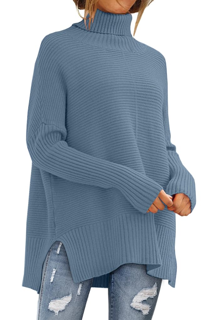 LILLUSORY Women Oversized Turtleneck Sweaters Fall Cozy Long Pullover Tunic