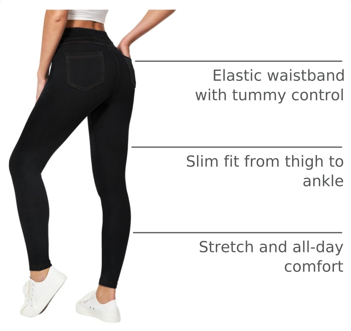 IUGA Stretchy Jeans for Women Pull On Jeggings High Waist Denim Leggings