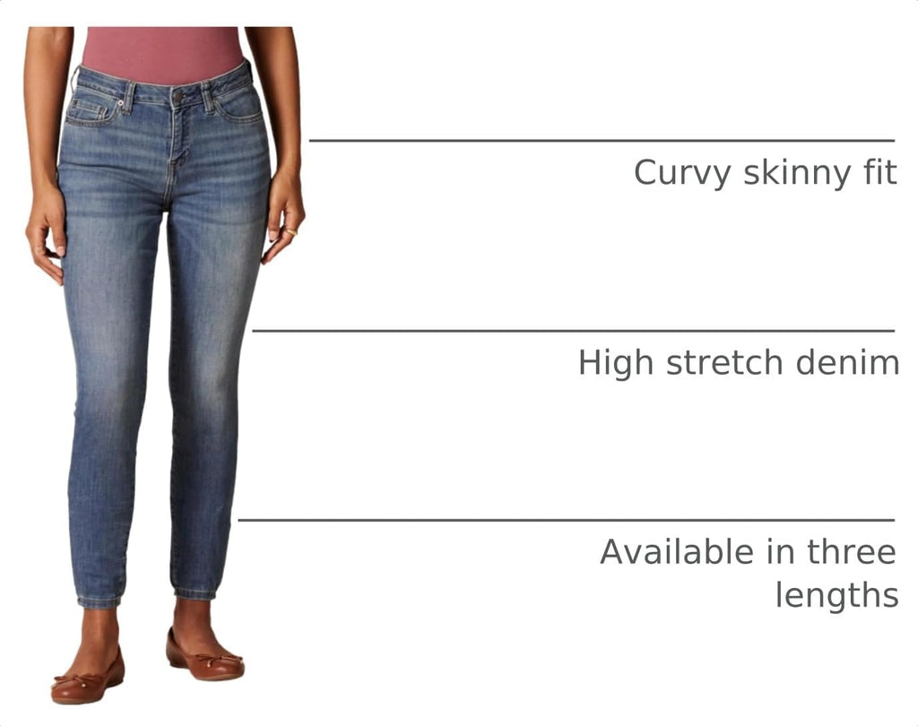 Amazon Essentials Women's Stretchy Mid Rise Curvy Skinny Jeans
