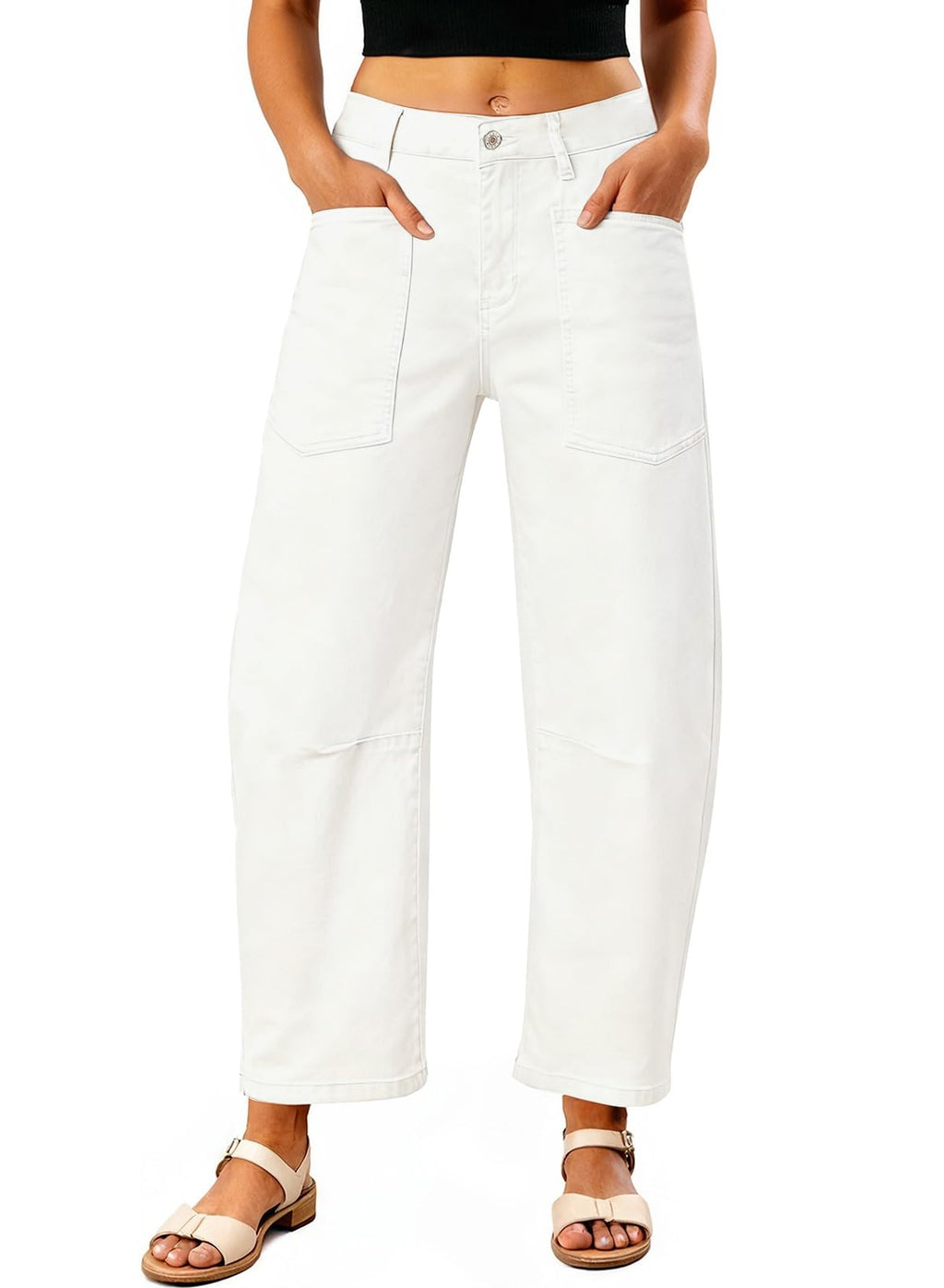 EVALESS Barrel Jeans Women Baggy Stretchy Cropped Denim Pants