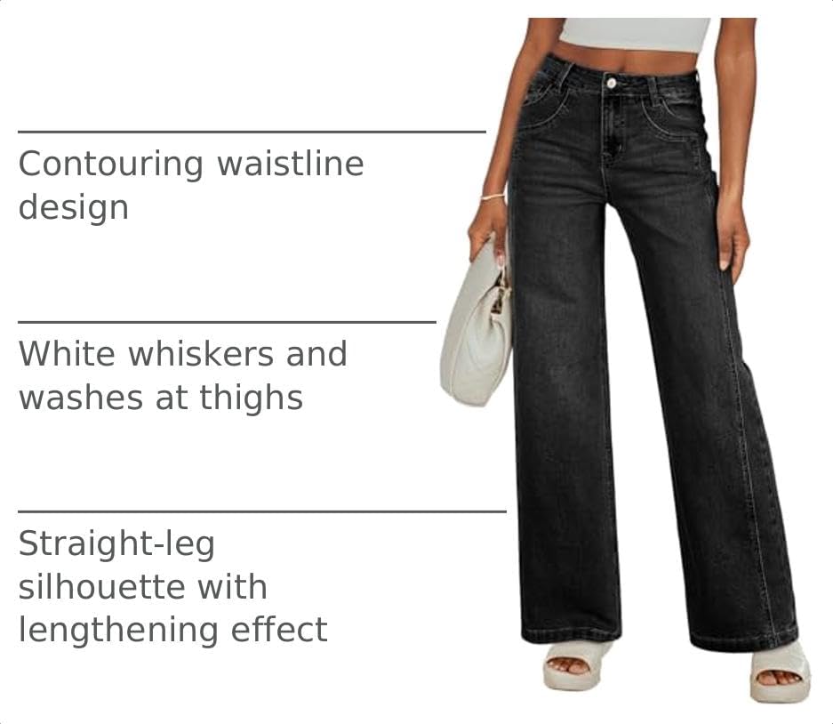 Sidefeel Women's Wide Leg Jeans High Waisted Stretchy Denim Pants
