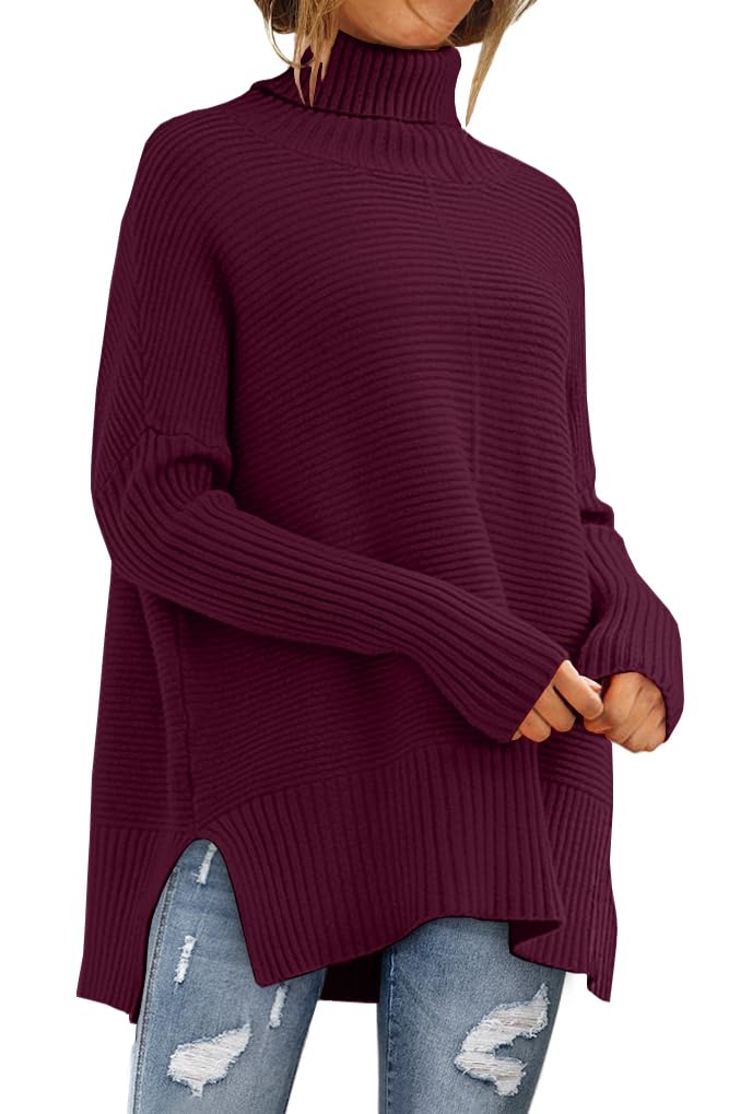 LILLUSORY Women Oversized Turtleneck Sweaters Fall Cozy Long Pullover Tunic