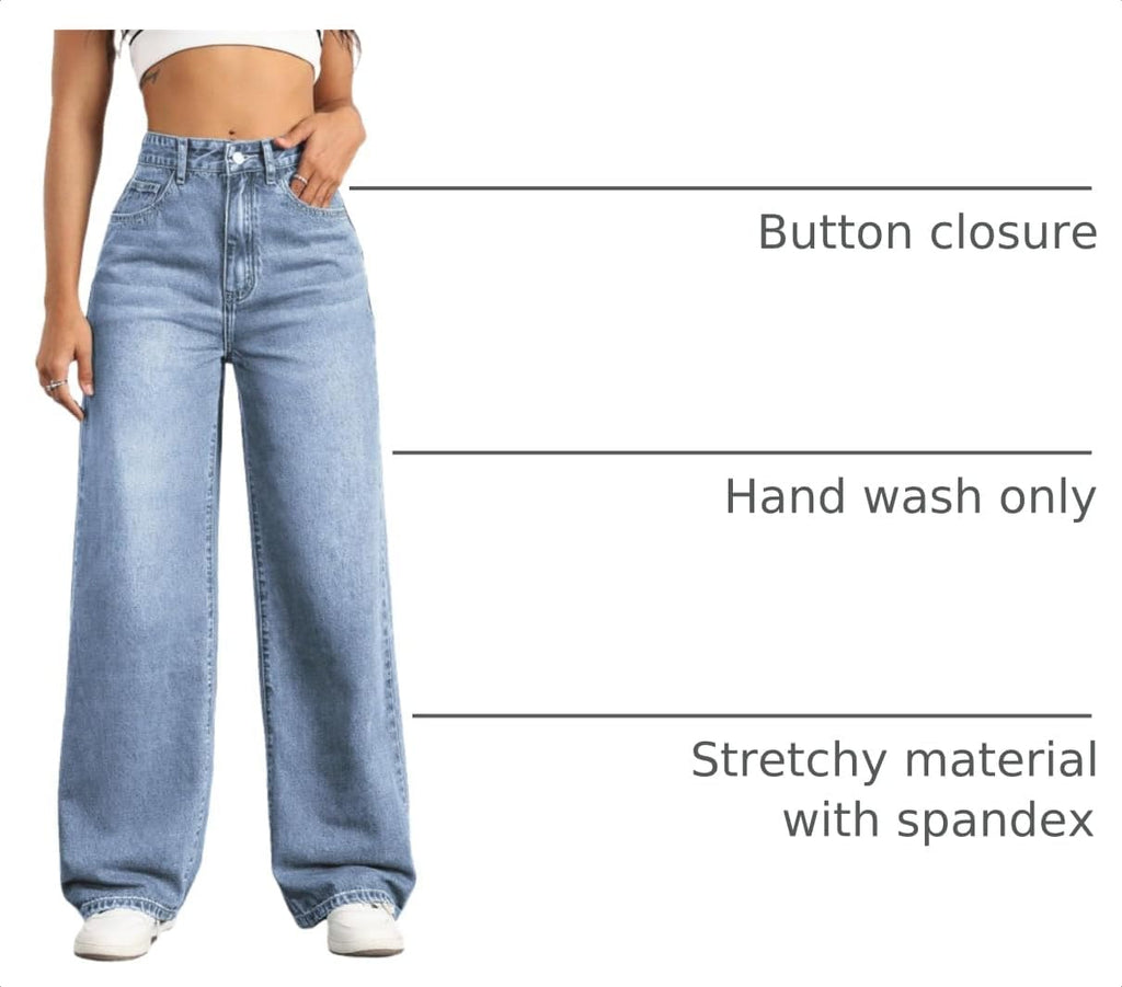 Straight Leg Jeans for Women High Waisted Wide Leg Denim Pants