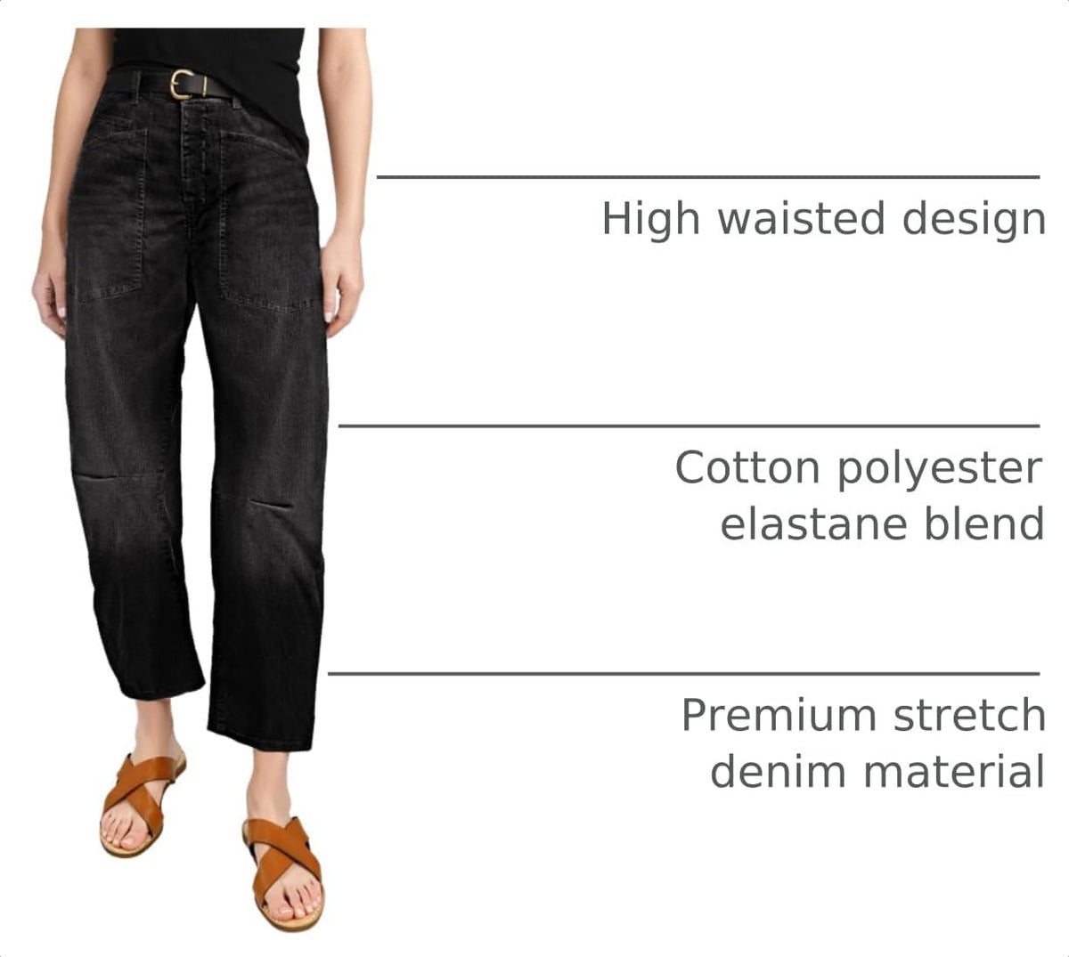EVALESS Barrel Jeans Women Baggy Stretchy Cropped Denim Pants