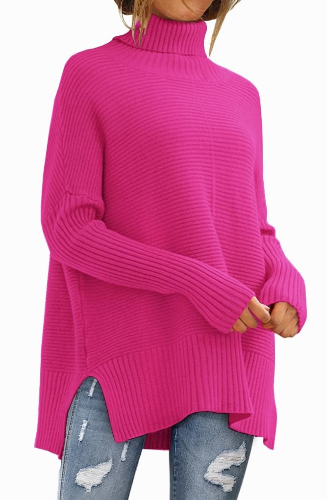 LILLUSORY Women Oversized Turtleneck Sweaters Fall Cozy Long Pullover Tunic