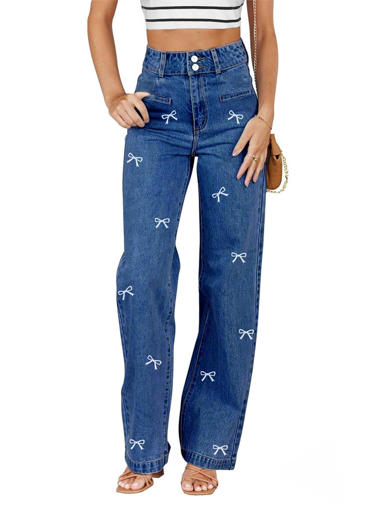 Sidefeel Jeans for Women High Waisted Straight Leg Denim Pants