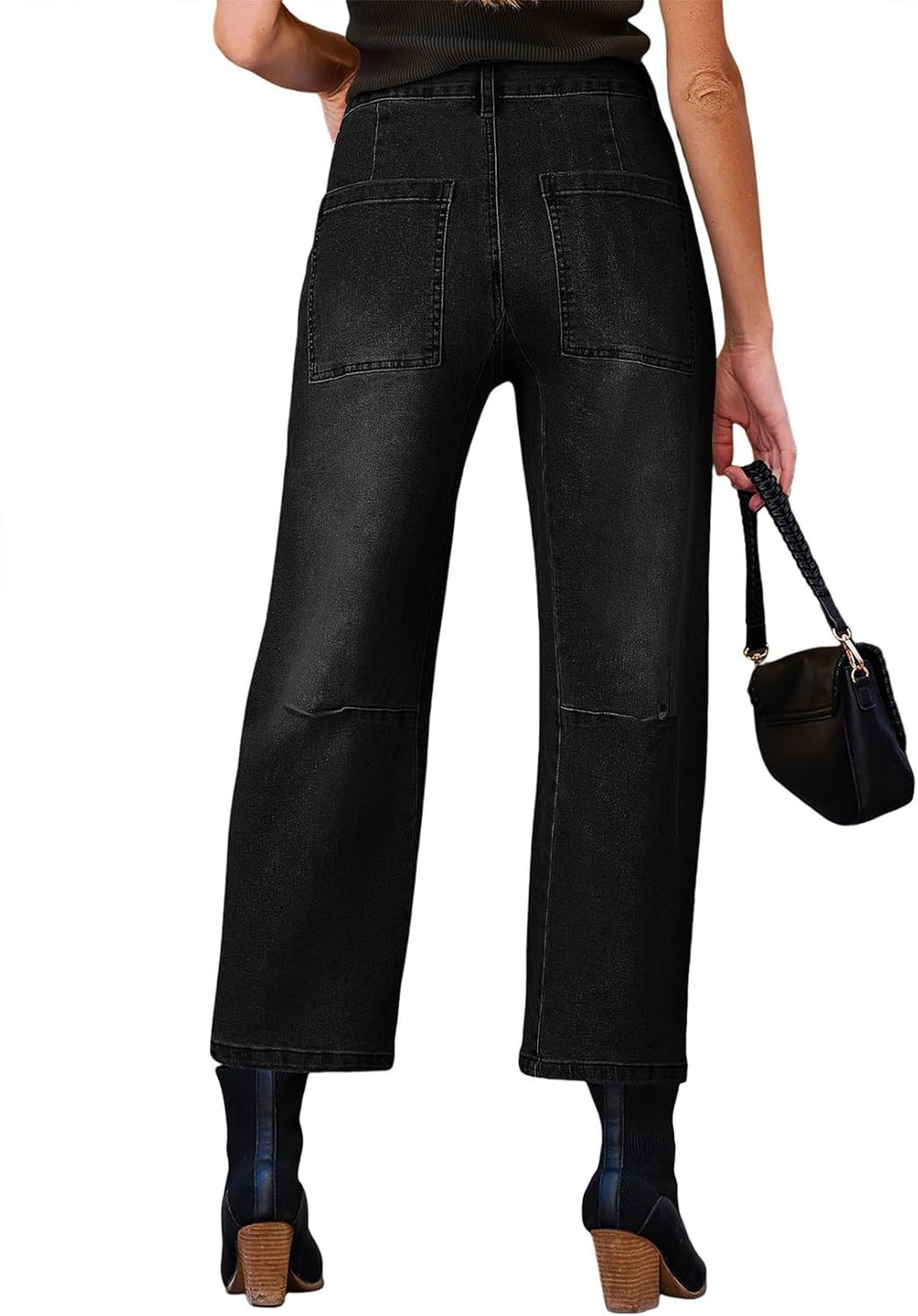 EVALESS Barrel Jeans Women Baggy Stretchy Cropped Denim Pants