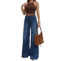 Women's 70s Retro High Waisted Long Inseam Wide Leg Jeans