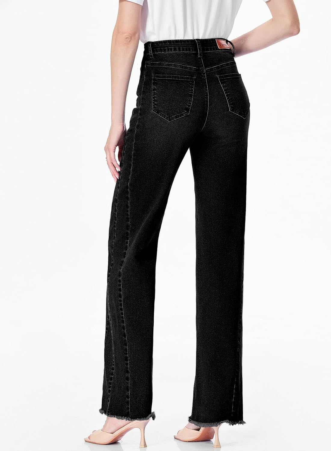 Sidefeel Women's Wide Leg Jeans High Waisted Stretchy Denim Pants