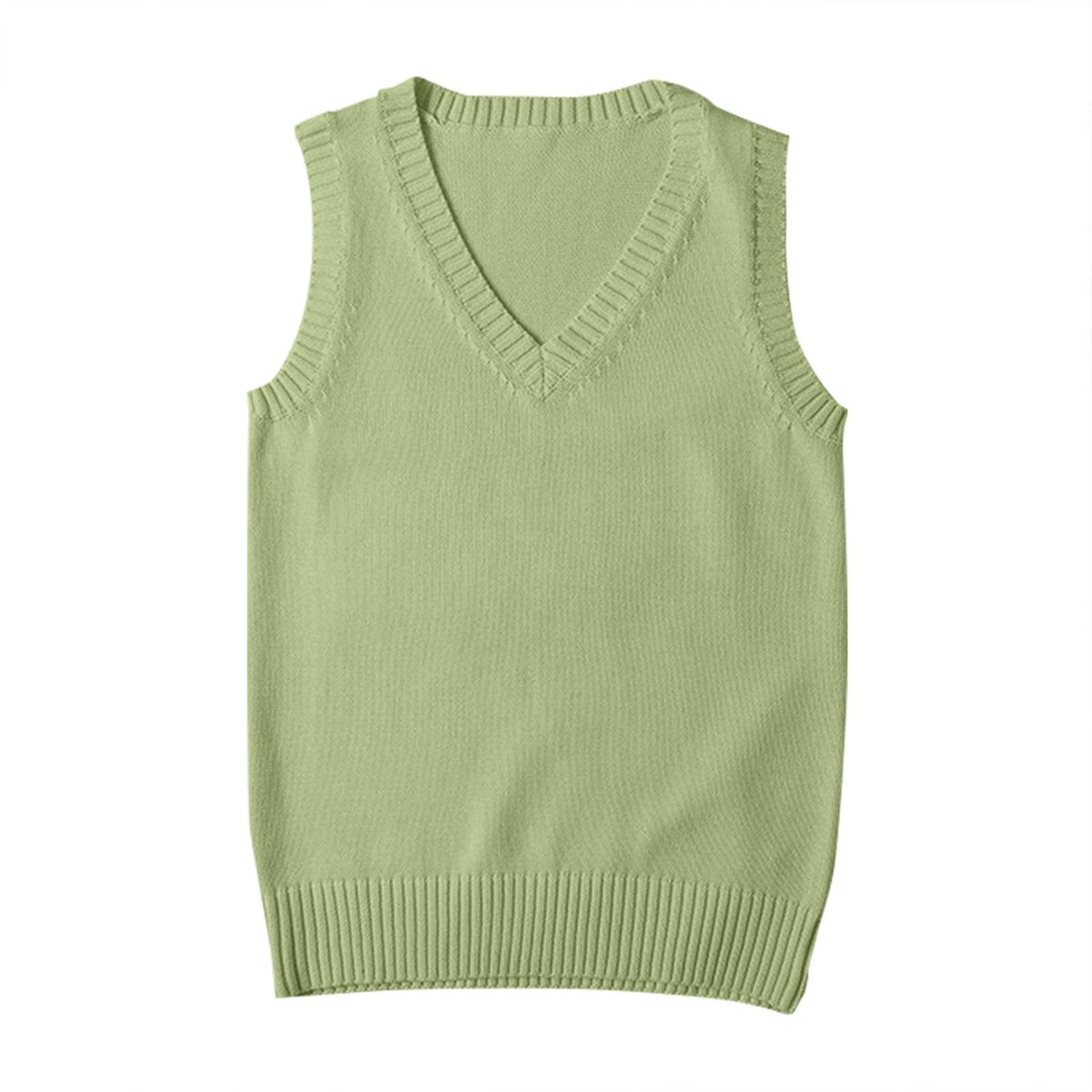 Sweater Vest for Women V Neck Sleeveless Ribbed Trim Solid Knit Casual Layering Daily Tank Vest