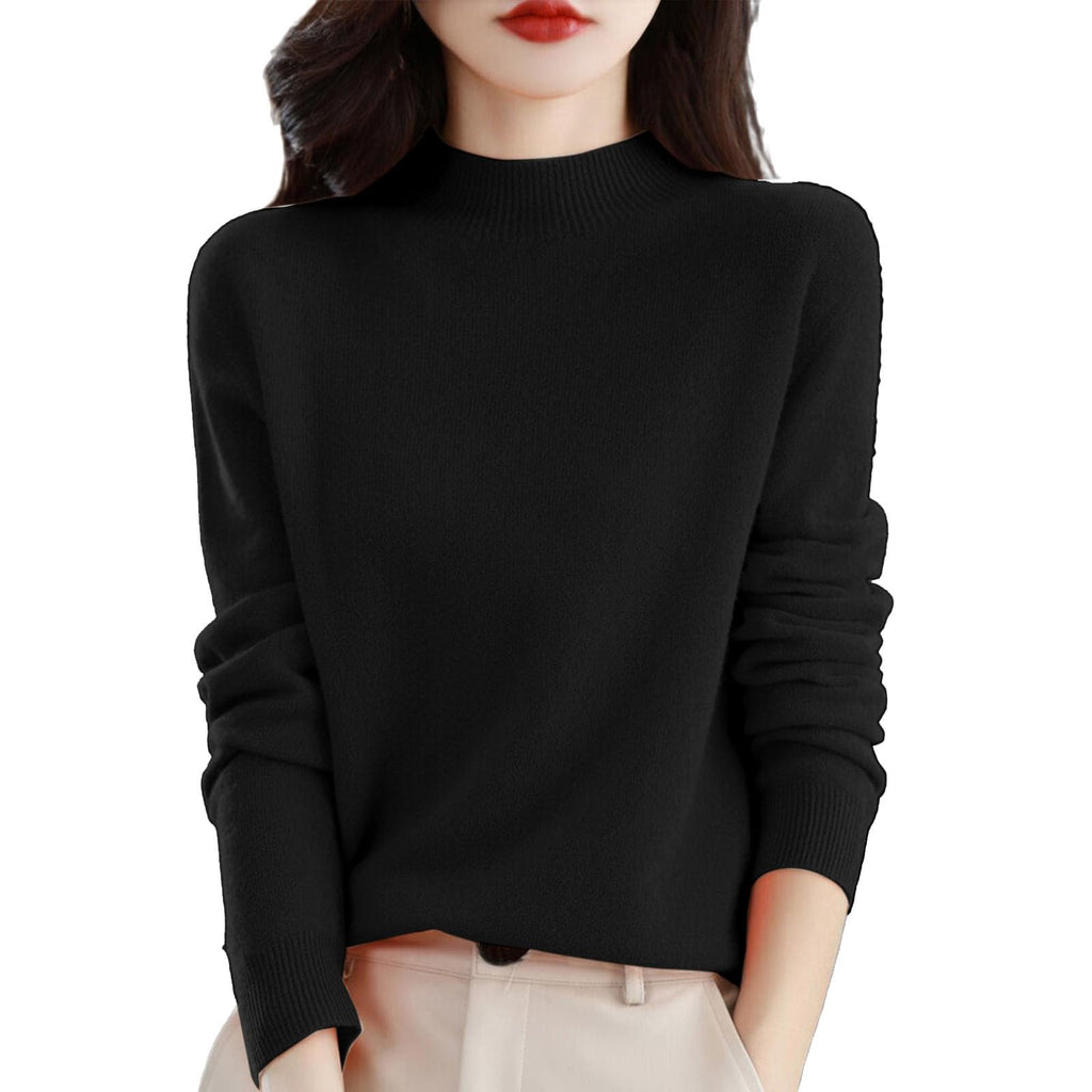 Cashmere Sweaters for Women Mock Turtleneck Warm Pullover Sweater