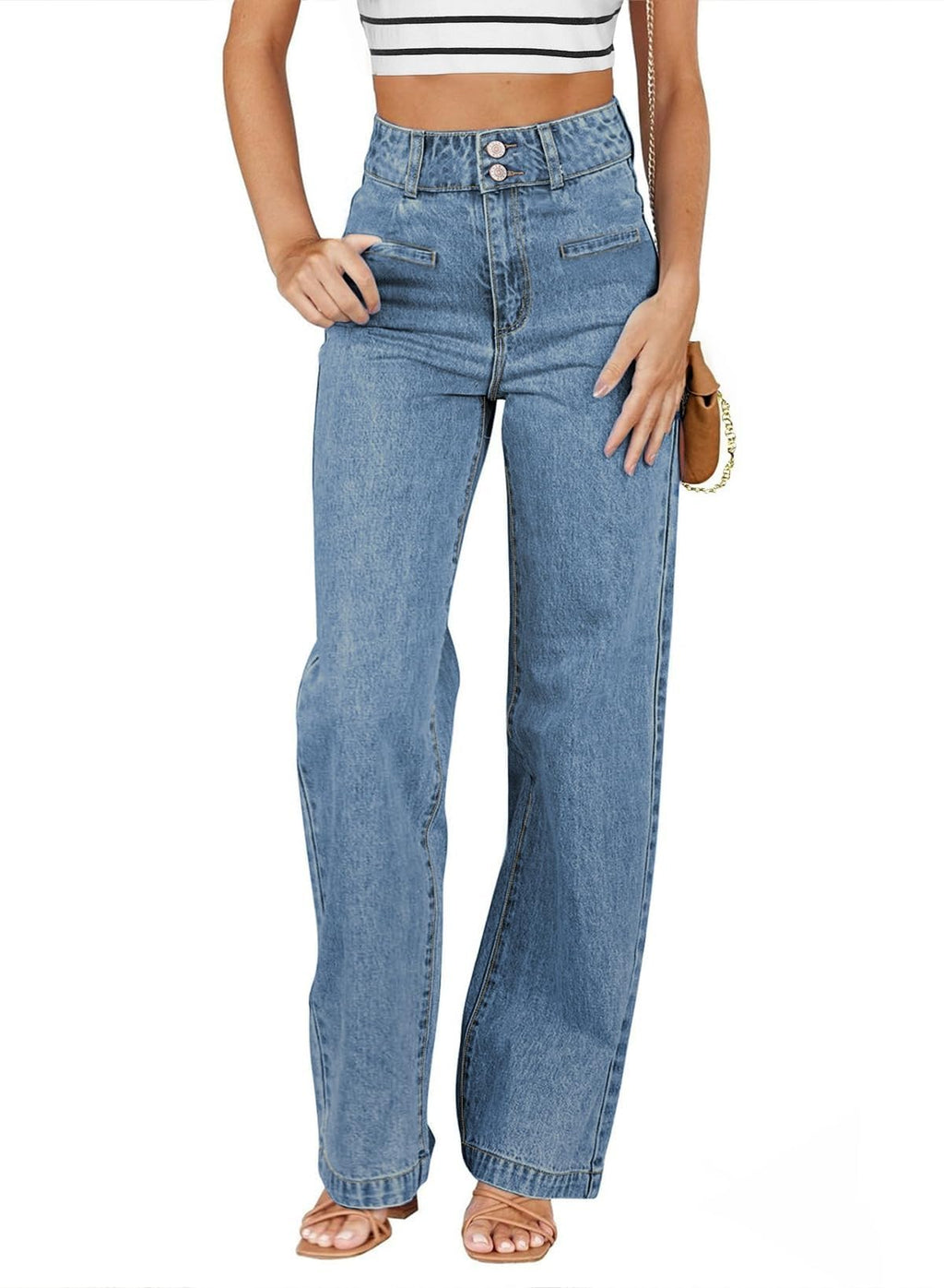 Sidefeel Jeans for Women High Waisted Straight Leg Denim Pants
