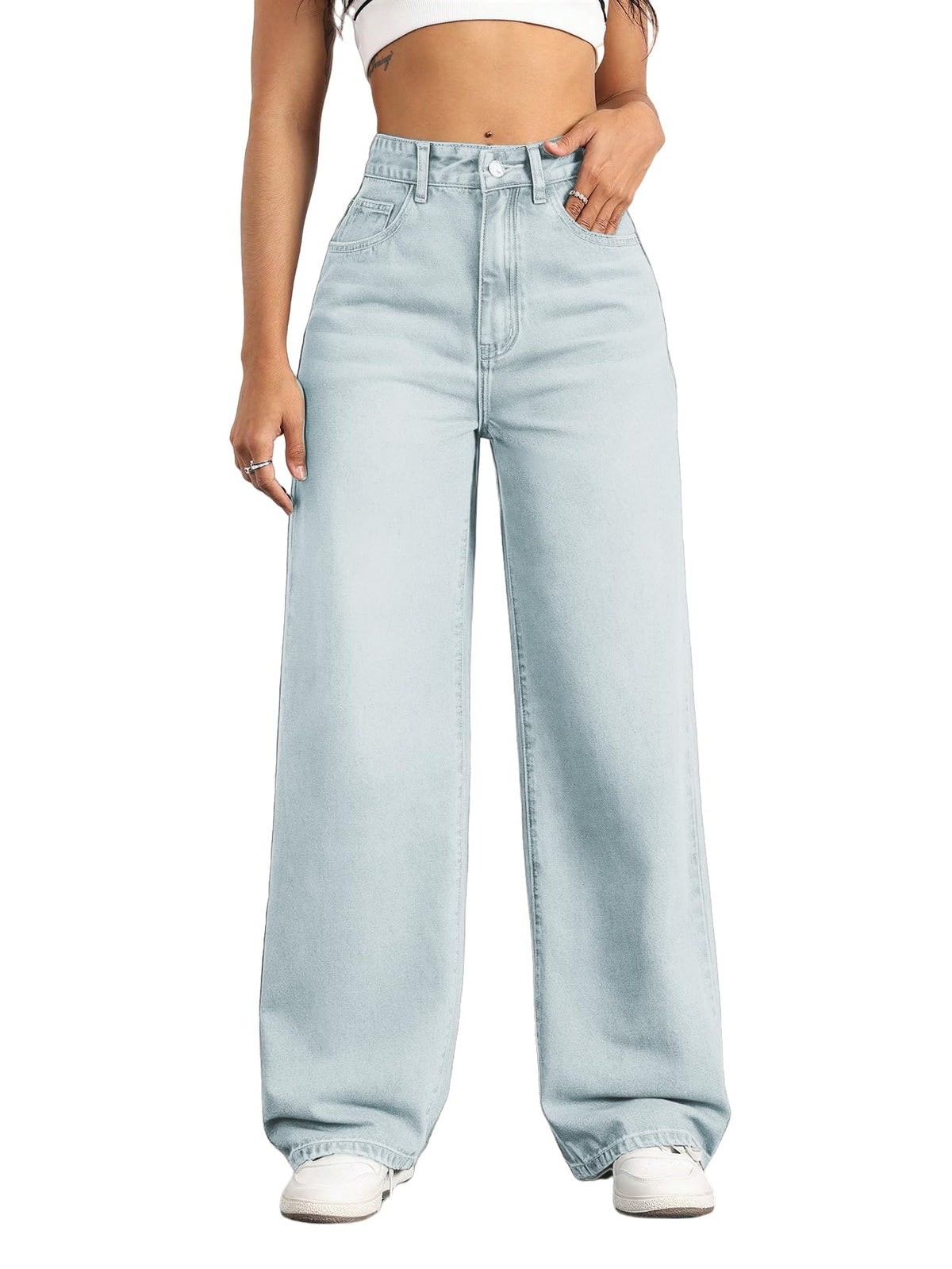 Straight Leg Jeans for Women High Waisted Wide Leg Denim Pants