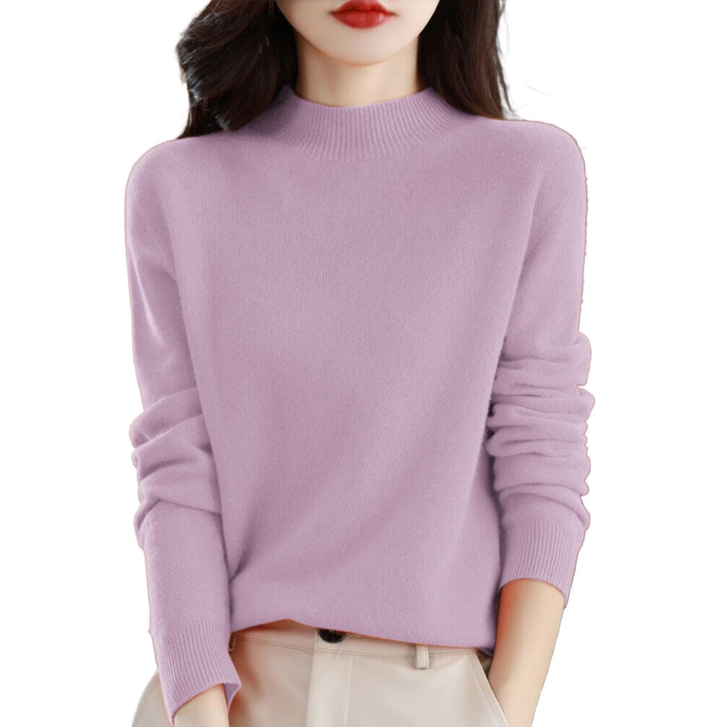 Cashmere Sweaters for Women Mock Turtleneck Warm Pullover Sweater