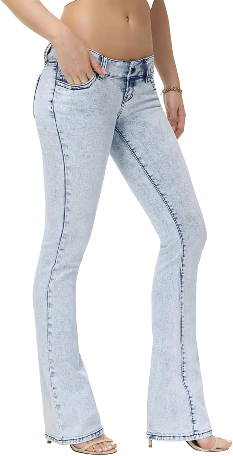 Women's Super Low Rise Bootcut Jeans Stretch Y2K Pants