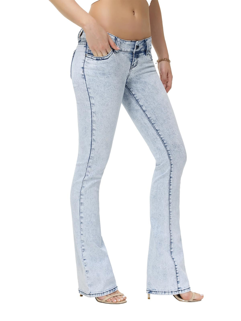 Women's Super Low Rise Bootcut Jeans Stretch Y2K Pants