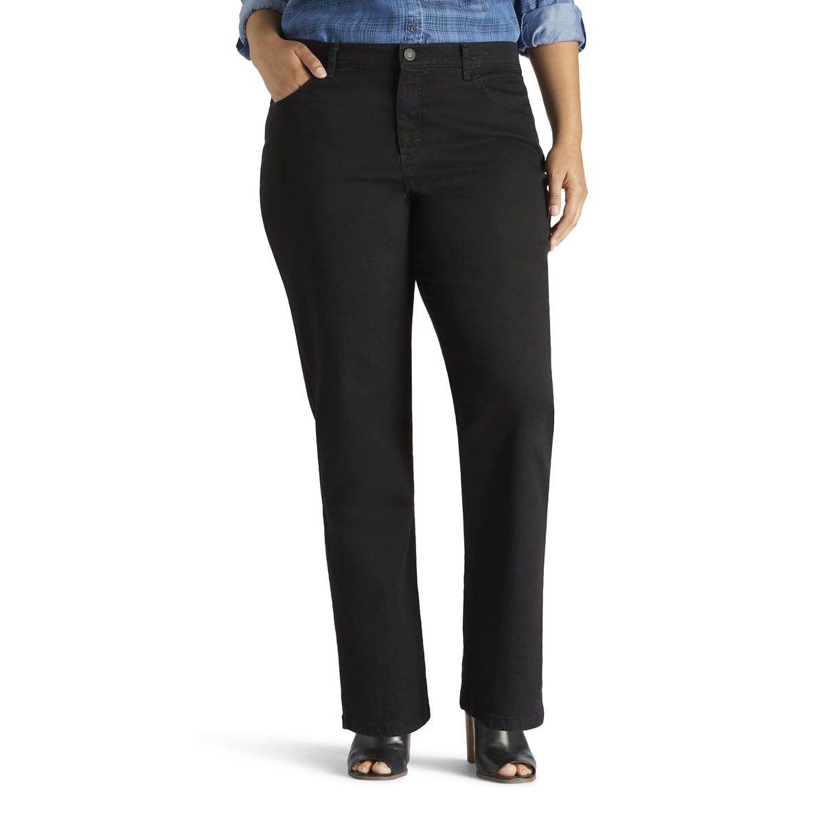 Lee Womens Plus Size Instantly Slims Classic Relaxed Fit Monroe Straight Leg Jean