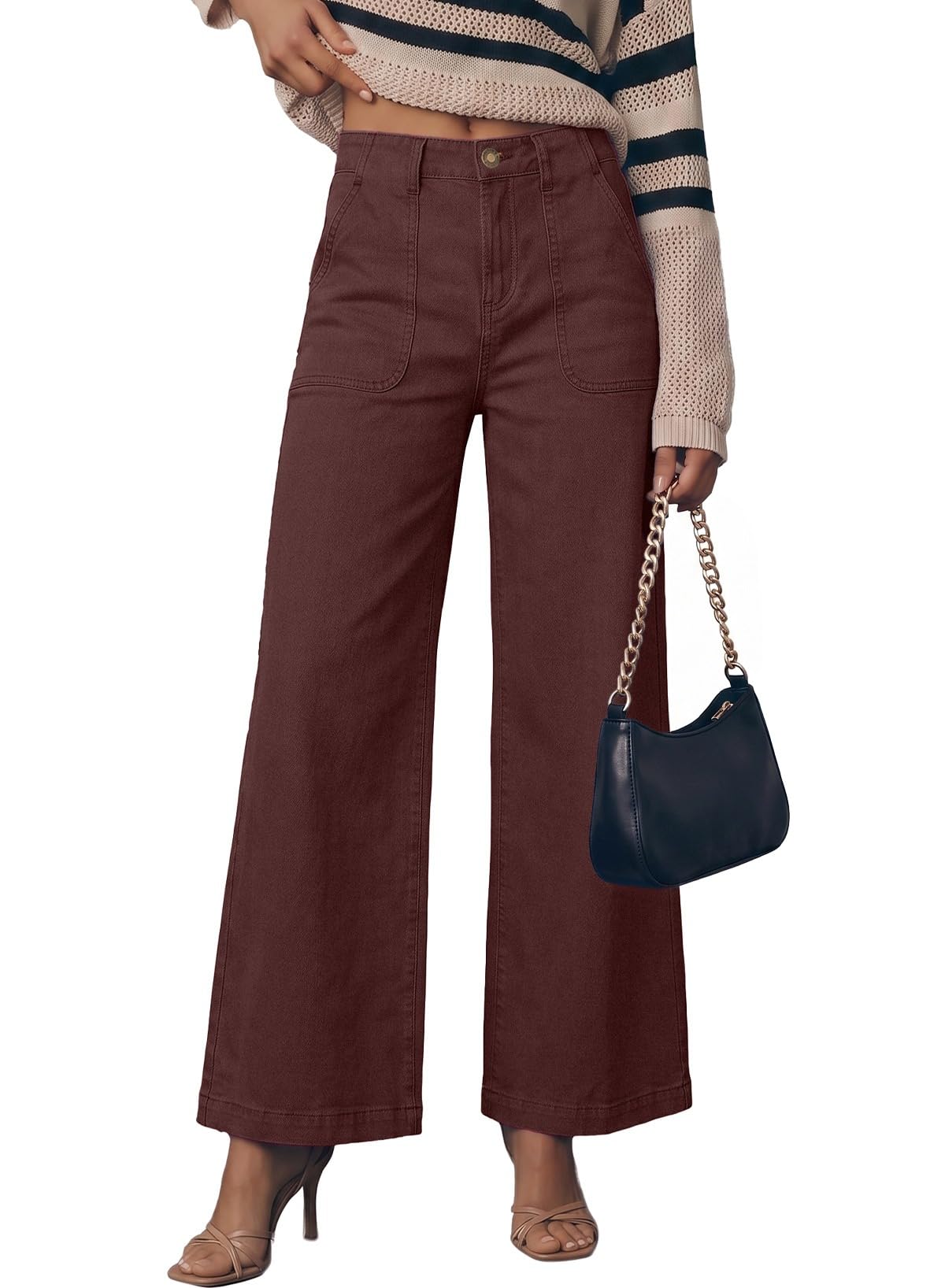 Sidefeel Womens Wide Leg Jeans High Waisted Baggy Denim Pants