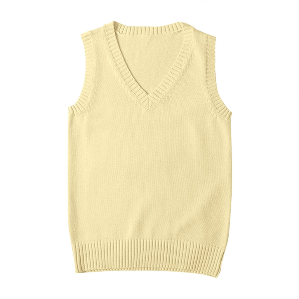 Sweater Vest for Women V Neck Sleeveless Ribbed Trim Solid Knit Casual Layering Daily Tank Vest