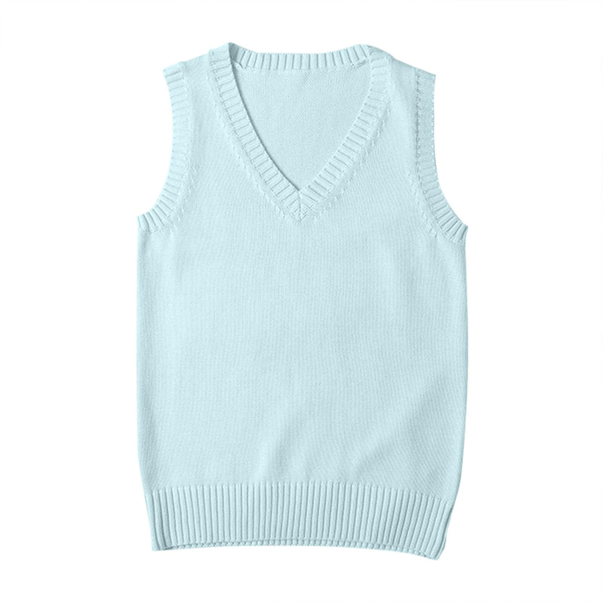 Sweater Vest for Women V Neck Sleeveless Ribbed Trim Solid Knit Casual Layering Daily Tank Vest