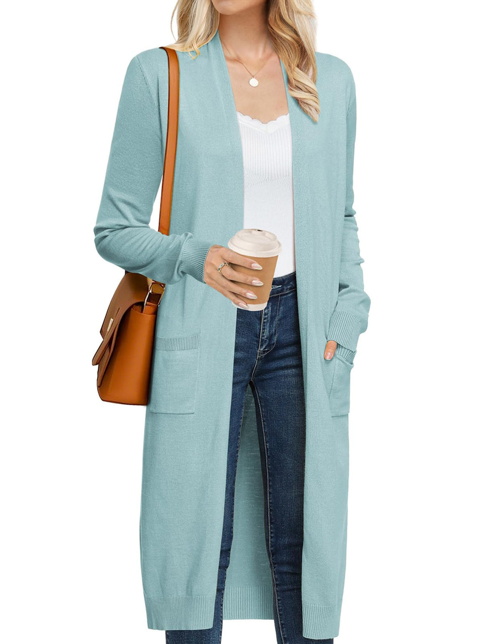 GRACE KARIN Women's 2026 Trendy Long Cardigans Sweater Lightweight Open Front Long Sleeve Maxi Duster Coats with Pockets