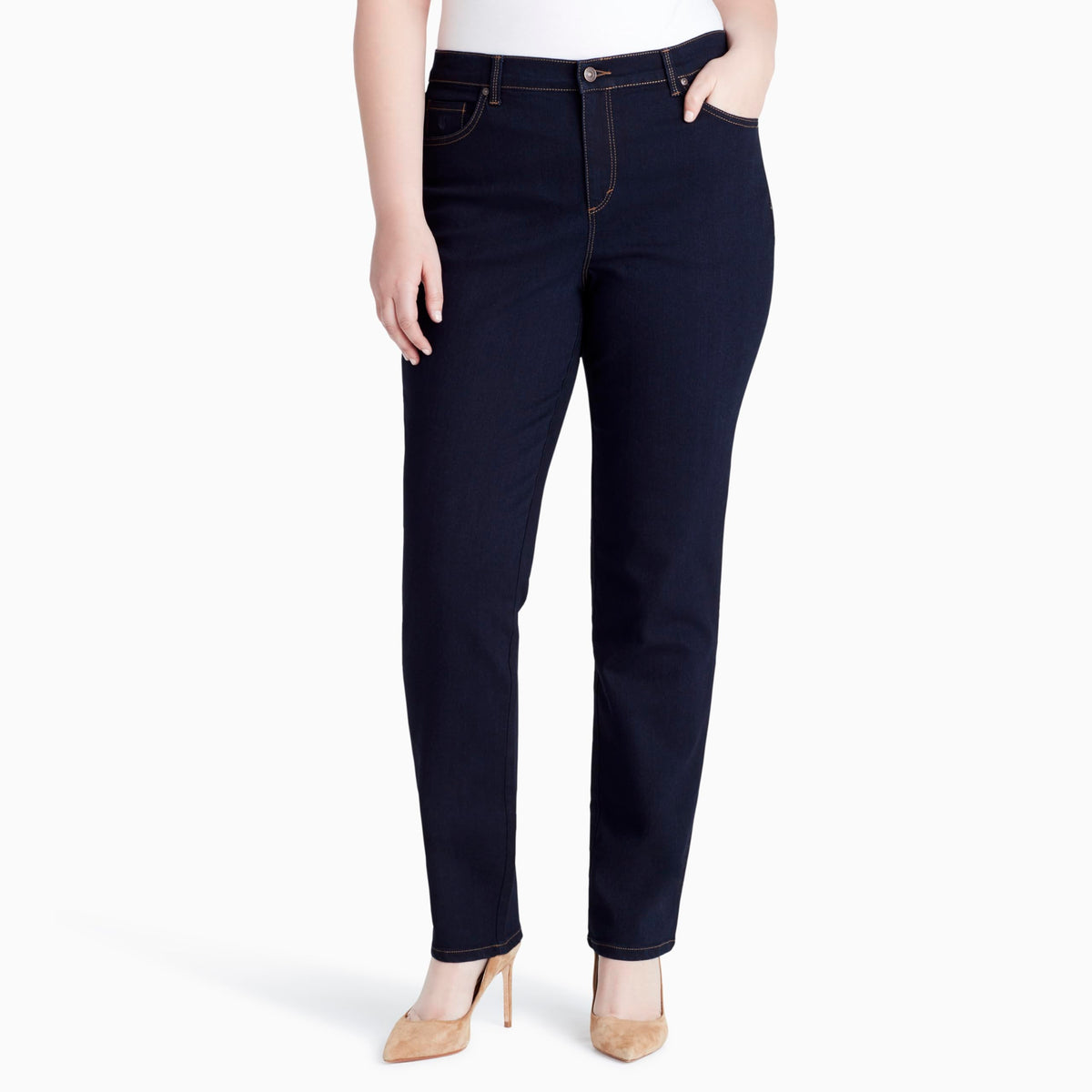 Gloria Vanderbilt Womens Amanda Classic High Rise Tapered Jean Plus Size