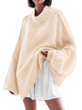 Saodimallsu Womens Oversized Sweaters Mock Neck Fall Winter Tunic Sweater
