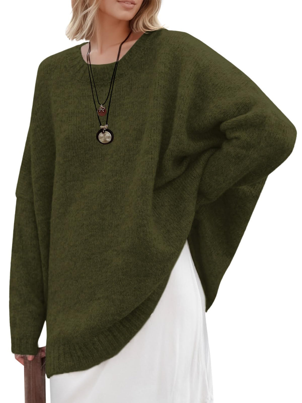 Saodimallsu Womens Oversized Tunic Sweaters Chunky Knit Slouchy Pullover