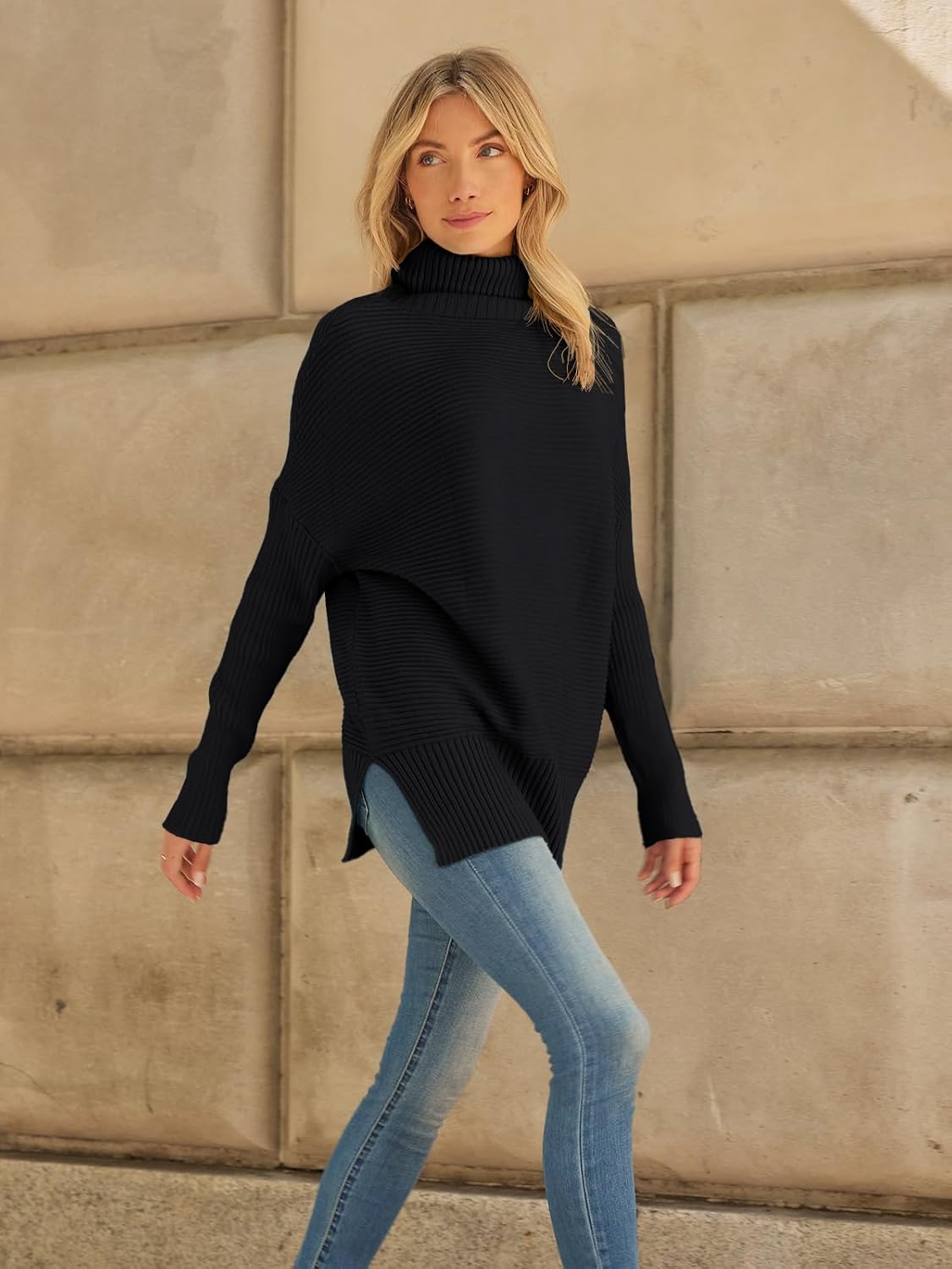LILLUSORY Women Oversized Turtleneck Sweaters Fall Cozy Long Pullover Tunic
