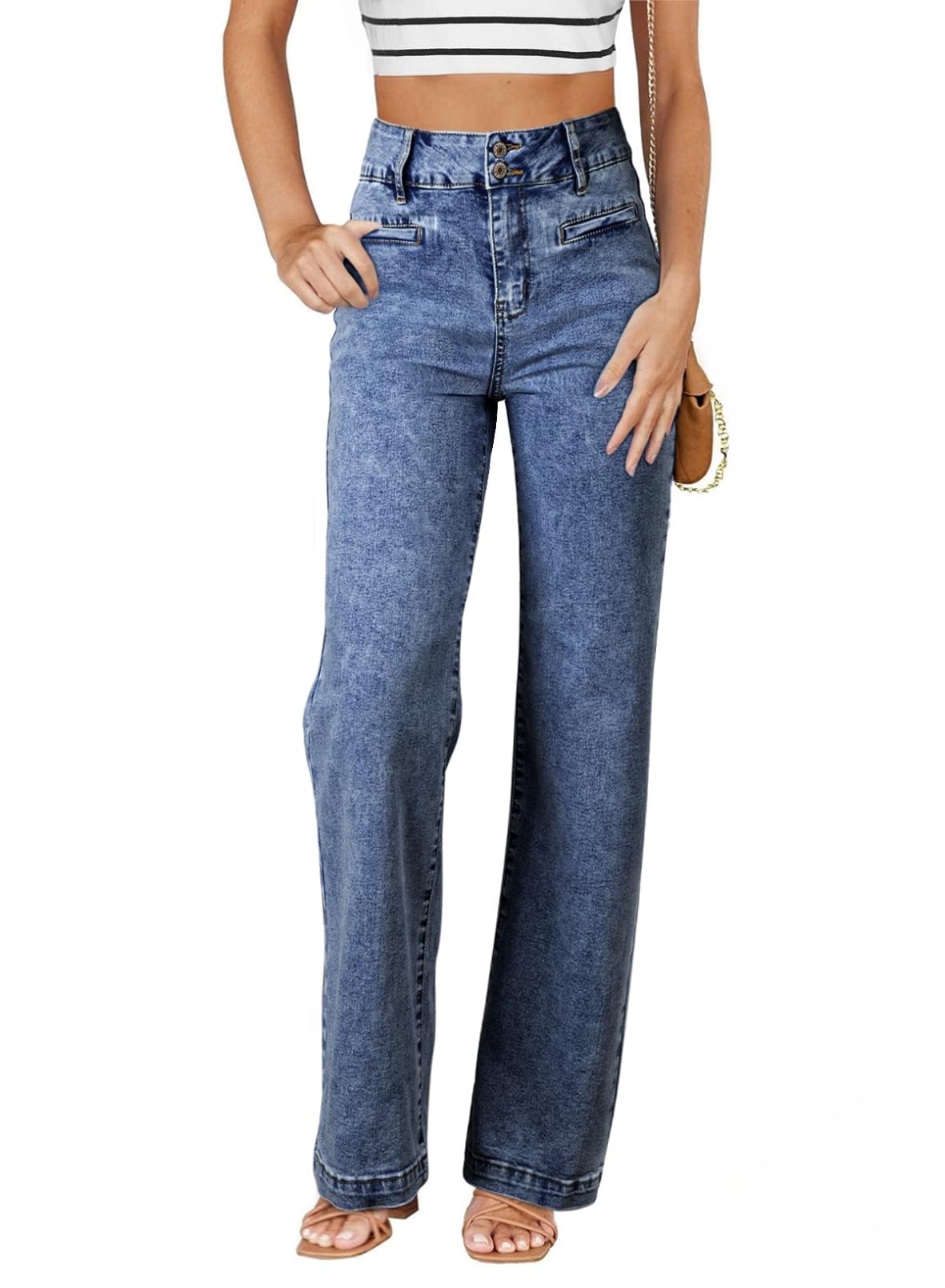 Sidefeel Jeans for Women High Waisted Straight Leg Denim Pants
