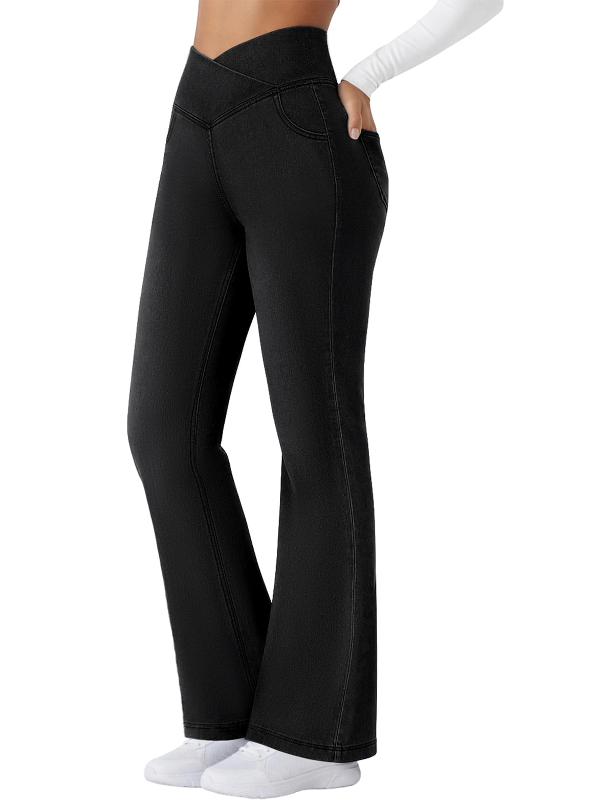 FireSwan Womens Flare Jeans Crossover High Waisted Bootcut Jeans