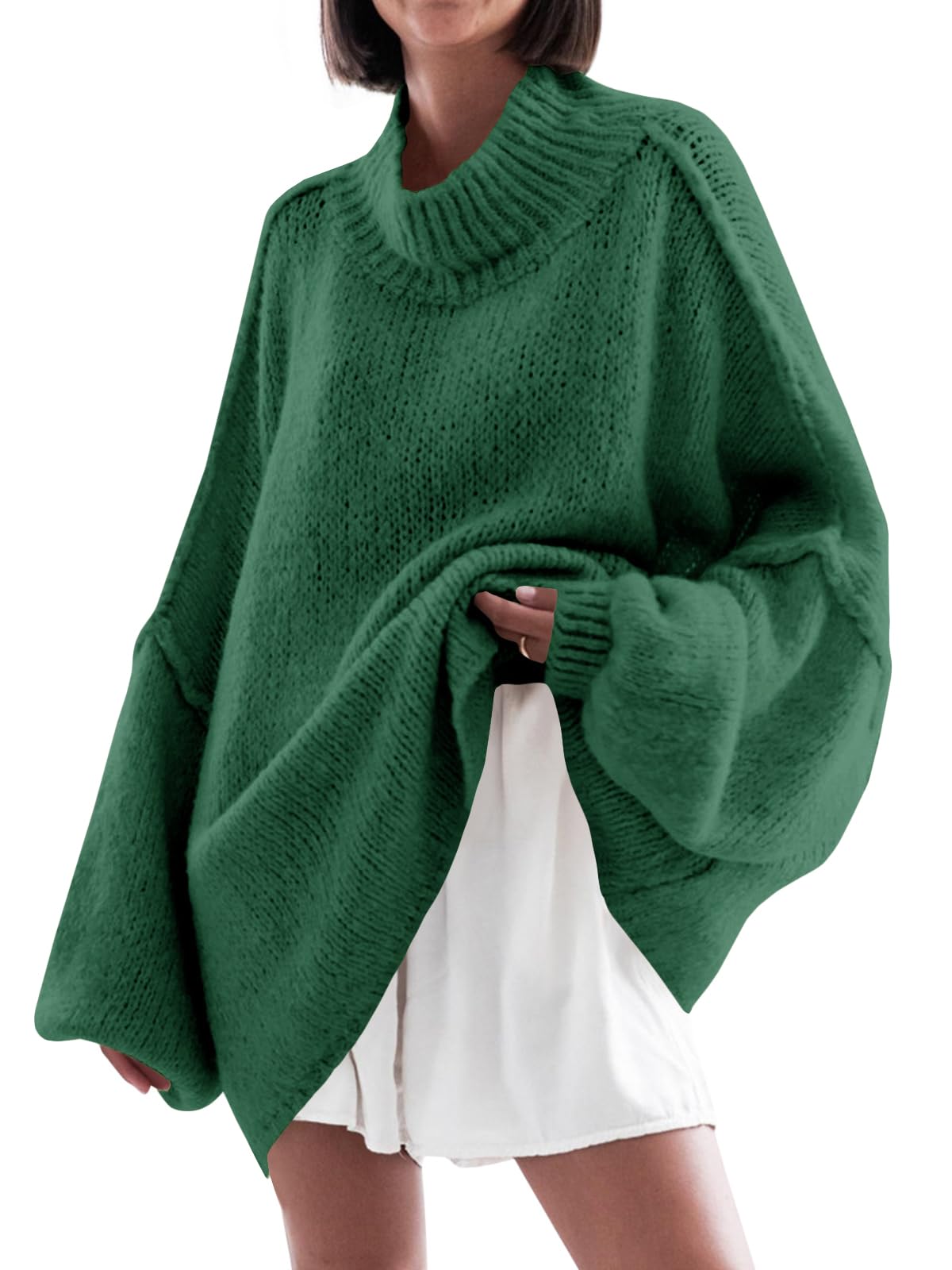 Saodimallsu Womens Oversized Sweaters Mock Neck Fall Winter Tunic Sweater