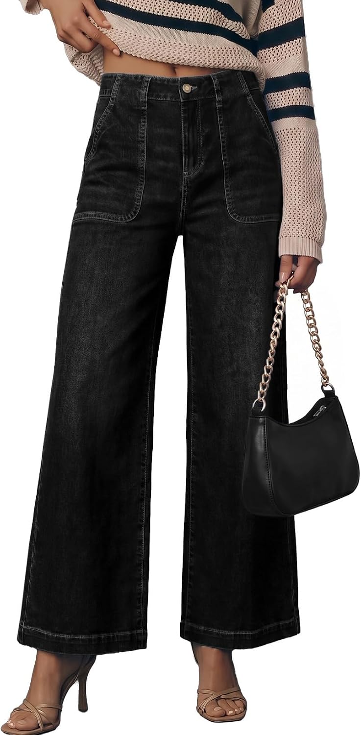 Sidefeel Womens Wide Leg Jeans High Waisted Baggy Denim Pants